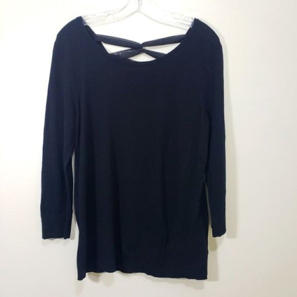 Cable & Gauge long sleeve sweater with ribbon crisscross back woman's size large